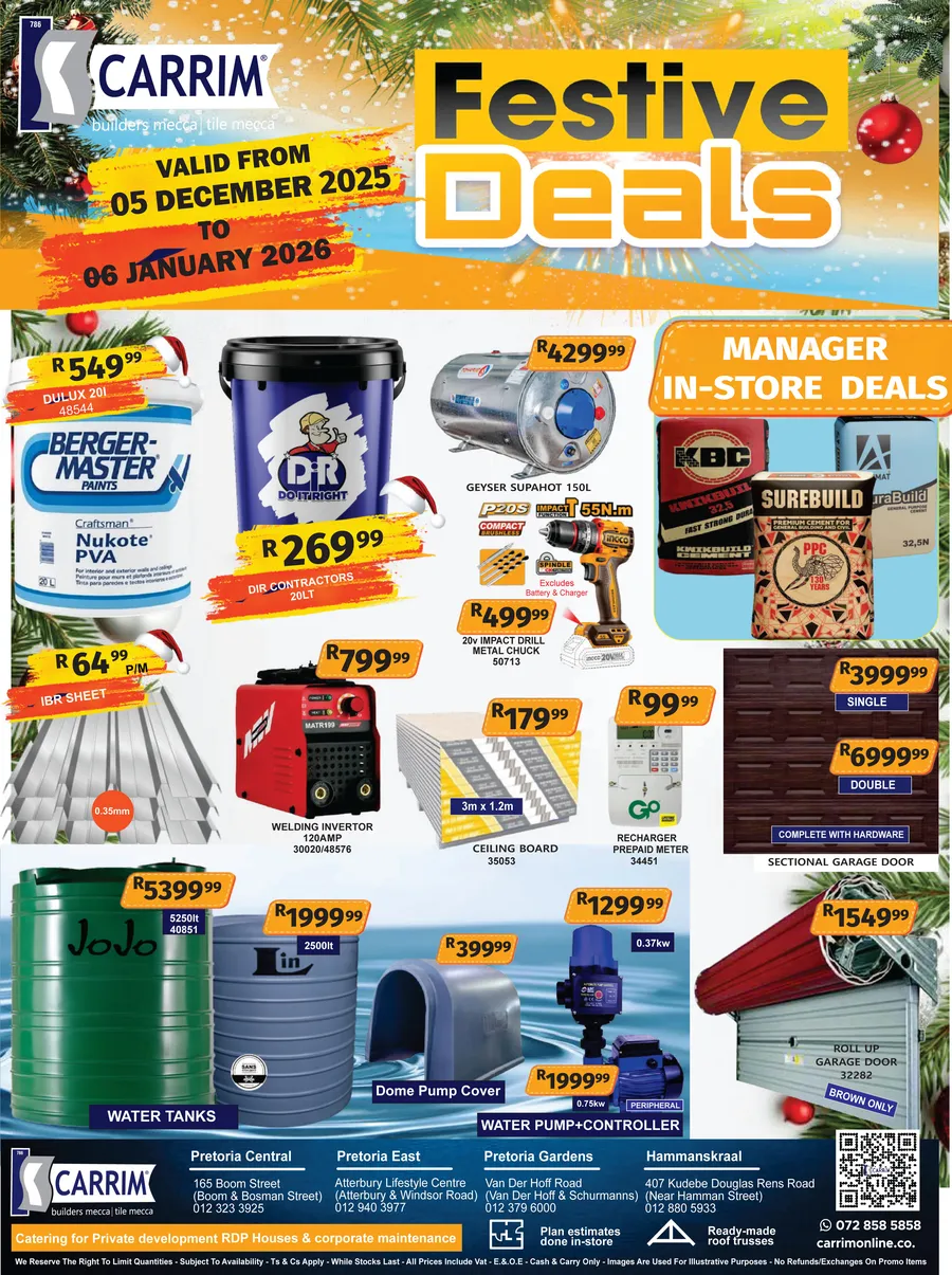 K Carrim Builders : Festive Deals (05 December 2025 - 06 January 2026)