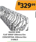 Razor Wire Flat Wrap 500mm x 15m/Concertina 450mm x 10m 31696/5