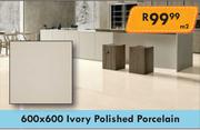 Polished Porcelain (Ivory) Tiles 600 x 600-Per Sqm