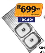 Sink Drop-In 1200 x 500 Including Waste 42654/45680