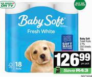 Baby Soft Toilet Rolls 2 Ply 350 sheets-18s Per Pack