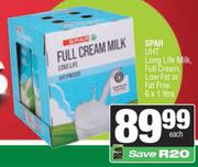 Spar UHT ng Life Milk, Full Cream, Low Fat Or Fat Free-6 x 1Ltr