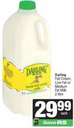 Darling Full Cream, Low Fat Or Medium Fat Milk-2L