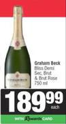 Graham Beck Bliss Demi Sec, Brut & Brut Rose-750ml Each