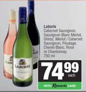 Laborie Cabernet Sauvignon,Sauvignon Blanc Merlot, Shiraz,Merlot,Pinotage,Chenin Blanc,Rose-750ml EA