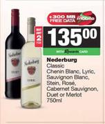 Nederburg Classic Chenin Blanc,Lyric,Sauv Blanc,Stein,Rose,Cab Sauv,Duet Or Merlot-For 2 x 750ml
