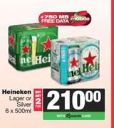 Heineken Lager Or Silver-For 2 x 6 x 500ml