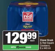 Clover Krush & Red Square Cranberry-6 x 440ml