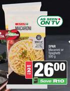 Spar Macaroni Or Spaghetti-For 2 x 500g