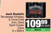 Jack Daniel's Tennessee Whisky & Coca Cola Spirit Cooler Cans-6 x 300ml
