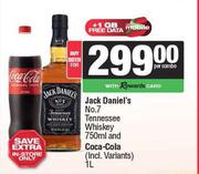 Jack Daniel's No. 7 Tennesse Whiskey 750ml And Coca-Cola (Incl. Variants) 1Ltr-For Both