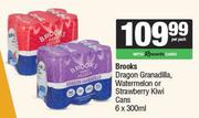 Brooks Dragon Granadilla, Watermelon Or Strawberry Kiwi Cans-6 x 300ml Per Pack