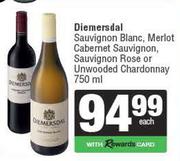 Diemersdal Sauvignon Blanc, Merlot Cabernet Sauvignon Rose Or Unwooded Chardonnay-750ml Each