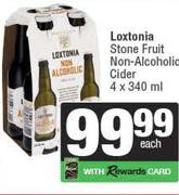 Loxtonia Stone Fruit Non-Alcoholic Cider-4 x 340ml Per Pack