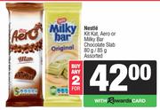 Nestle Kikat, Aero Or Milky Bar Chocolate Slab-For 2 x 80g/85g