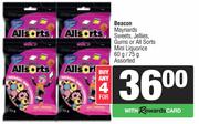 Beacon Maynards Sweets, Jellies, Gums Or All Sorts Mini Liquorice-For 4 x 60g/75g