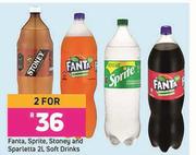 Fanta, Sprite, Stoney & Sparletta Soft Drinks-For 2 x 2Ltr