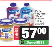 Purity Baby Fod 125ml Or Puree 110ml Assorted-For Any 4