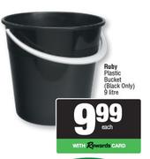 Ruby Plastic Bucket Black Only-9L Each