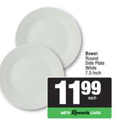 Bowei Round Side Plate White 7.5 Inch-Each