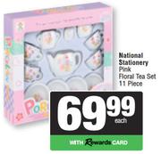 National Stationery Pink Floral Tea Set 11 Piece-Each