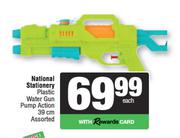 National Stationery Plastic Water Gun Pump Action 39cm Assorted-Each