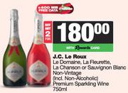 J.C.Le Roux Le Domaine, La Fleurette, La Chanson or Sauvignon Blanc Sparkling Wine-For2 x 750ml