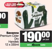 Savanna Premium Cider Dry Handies-12 x 330ml Per Pack