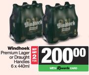 Windhoek Premium Lager Or Draught Handies-For Any 2 x 6 x 440ml