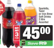Sparletta Twist Or Iron Brew Soft Drinks Assorted-For 3 x 2L