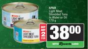 Spar Light Meat Shredded Tuna In Water Or Oil-For Any 2 x 170gm