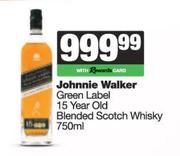Johnnie Walker Green Label 15 Year Old Blended Scotch Whisky-750ml