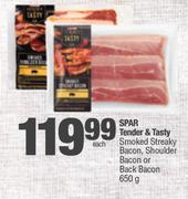 Spar Tender & Tasty Smoked Streaky Bacon, Shoulder Bacon Or Back Bacon-650g Each