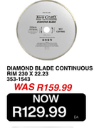 Tork Craft Diamond Blade Continuous Rim 230 x 22.23 353-1543