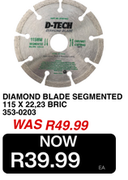 D-Tech Diamond Blade Segmented 115 x 22.23 BRIC 353-0203