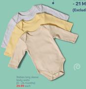 Babies Long Sleeve Body Vests (0-24 Months)
