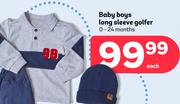 Baby Boys Long Sleeve Golfer (0-24Months)-Each