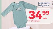 Long Sleeve Body Vests (0-24 Months)-Each