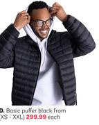 Basic Puffer Black From (XS-XXL)-Each