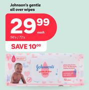 Johnson's Gentle All Over Wipes-56's/72's