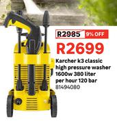 Karcher k3 Classic High Pressure Washer 1600W 380 Litre Per Hour 120 Bar