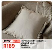 INSPIRE Lucile Trench Cushion with Zip & Fringes 45 x 45cm