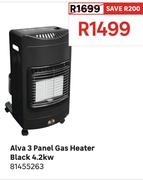 Alva 3 Panel 4.2W Gas Heater (Black) 81455263