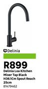 Delinia Loa Kitchen Mixer Tap Black H36.1cm Spout Reach 25cm 81479462