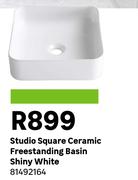 Sensea Studio Square Ceramic Freestanding Basin Shiny White 81492164