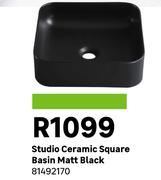 Sensea Studio Ceramic Square Basin Matt Black 81492170