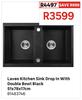  Laveo Kitchen Sink Drop In With Double Bowl Black 51 x 78 x 17cm 81483746