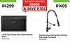 Laveo Tau Granite Sink 1 Bowl 800mm Blk+Delinia Tomas Spring Neck Kitchen Sink Mixer Tap-For Both