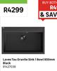 Laveo Tau Granite Sink 1 Bowl 800mm Black 81427038