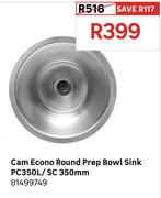 Cam Econo Round Prep Bowl Sink PC350L/SC 350mm 81499749